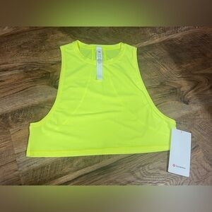 Lululemon Highlighter Yellow Muscle Love Crop Tough Tank Athletic Size 4 New